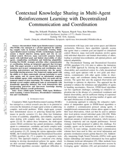 Contextual Knowledge Sharing in Multi-Agent Reinforcement Learning with Decentralized Communication and Coordination