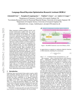 Language-Based Bayesian Optimization Research Assistant (BORA)
