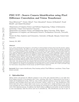 PDC-ViT : Source Camera Identification using Pixel Difference Convolution and Vision Transformer