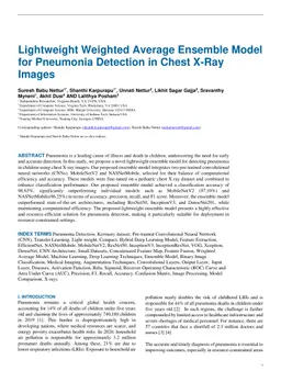Lightweight Weighted Average Ensemble Model for Pneumonia Detection in Chest X-Ray Images