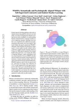 WhiSPA: Semantically and Psychologically Aligned Whisper with Self-Supervised Contrastive and Student-Teacher Learning