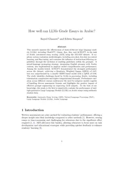 How well can LLMs Grade Essays in Arabic?