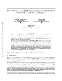 Deception in LLMs: Self-Preservation and Autonomous Goals in Large Language Models
