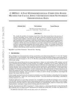 C-HDNet: A Fast Hyperdimensional Computing Based Method for Causal Effect Estimation from Networked Observational Data
