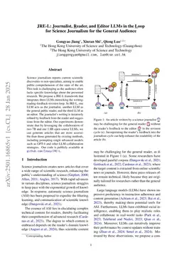 JRE-L: Journalist, Reader, and Editor LLMs in the Loop for Science Journalism for the General Audience