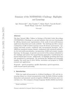 Summary of the NOTSOFAR-1 Challenge: Highlights and Learnings