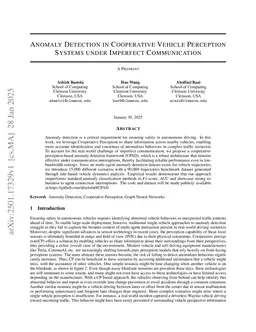 Anomaly Detection in Cooperative Vehicle Perception Systems under Imperfect Communication