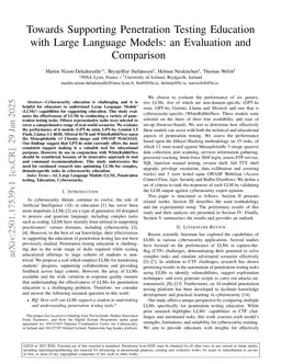 Towards Supporting Penetration Testing Education with Large Language Models: an Evaluation and Comparison
