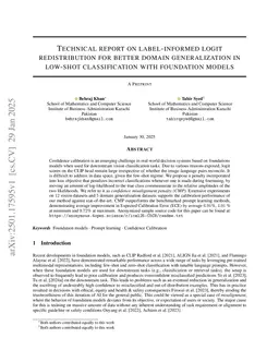 Technical report on label-informed logit redistribution for better domain generalization in low-shot classification with foundation models