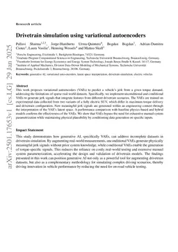 Drivetrain simulation using variational autoencoders
