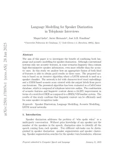 Language Modelling for Speaker Diarization in Telephonic Interviews