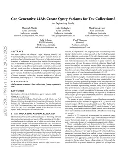 Can Generative LLMs Create Query Variants for Test Collections? An Exploratory Study