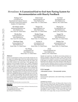 HyperZero: A Customized End-to-End Auto-Tuning System for Recommendation with Hourly Feedback