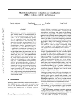 Statistical multi-metric evaluation and visualization of LLM system predictive performance