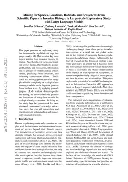 Mining for Species, Locations, Habitats, and Ecosystems from Scientific Papers in Invasion Biology: A Large-Scale Exploratory Study with Large Language Models