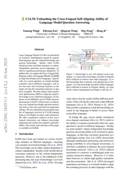 CALM: Unleashing the Cross-Lingual Self-Aligning Ability of Language Model Question Answering