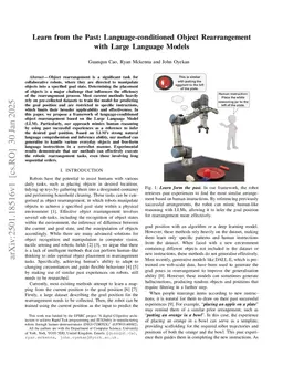 Learn from the Past: Language-conditioned Object Rearrangement with Large Language Models
