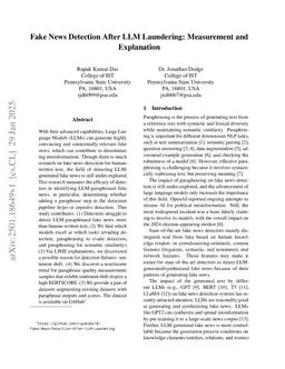 Fake News Detection After LLM Laundering: Measurement and Explanation