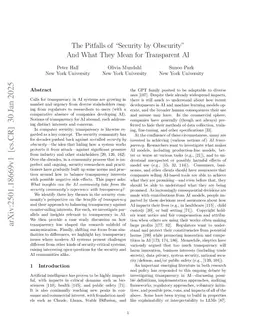 The Pitfalls of "Security by Obscurity" And What They Mean for Transparent AI