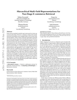 Hierarchical Multi-field Representations for Two-Stage E-commerce Retrieval