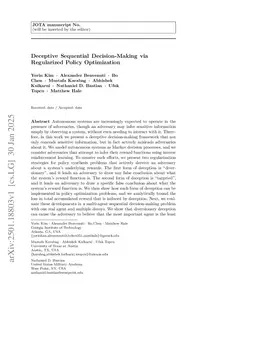Deceptive Sequential Decision-Making via Regularized Policy Optimization