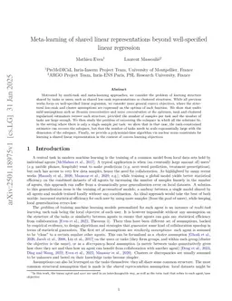 Meta-learning of shared linear representations beyond well-specified linear regression