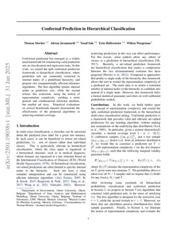 Conformal Prediction in Hierarchical Classification with Constrained Representation Complexity