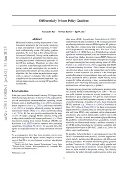 Differentially Private Policy Gradient