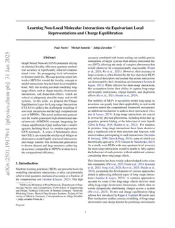 Learning Non-Local Molecular Interactions via Equivariant Local Representations and Charge Equilibration