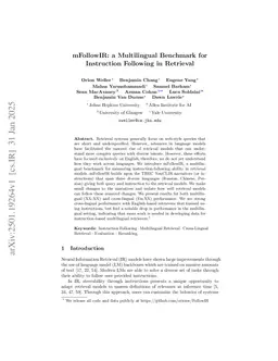 mFollowIR: a Multilingual Benchmark for Instruction Following in Retrieval