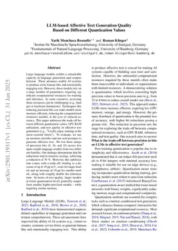LLM-based Affective Text Generation Quality Based on Different Quantization Values