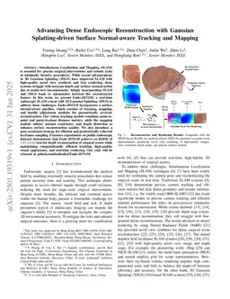Advancing Dense Endoscopic Reconstruction with Gaussian Splatting-driven Surface Normal-aware Tracking and Mapping