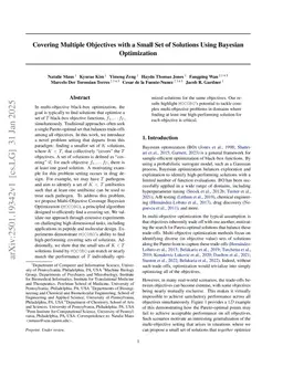 Covering Multiple Objectives with a Small Set of Solutions Using Bayesian Optimization
