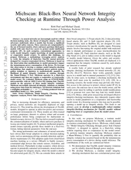 Michscan: Black-Box Neural Network Integrity Checking at Runtime Through Power Analysis