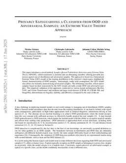 Provably Safeguarding a Classifier from OOD and Adversarial Samples: an Extreme Value Theory Approach