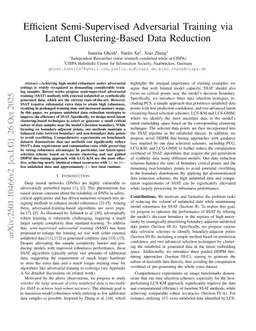 Efficient Semi-Supervised Adversarial Training via Latent Clustering-Based Data Reduction