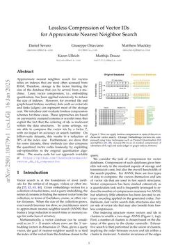 Lossless Compression of Vector IDs for Approximate Nearest Neighbor Search