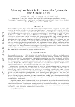 Enhancing User Intent for Recommendation Systems via Large Language Models