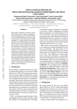 AIMA at SemEval-2024 Task 10: History-Based Emotion Recognition in Hindi-English Code-Mixed Conversations