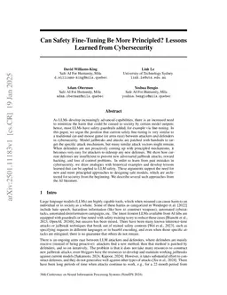 Can Safety Fine-Tuning Be More Principled? Lessons Learned from Cybersecurity