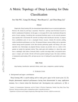 A Metric Topology of Deep Learning for Data Classification