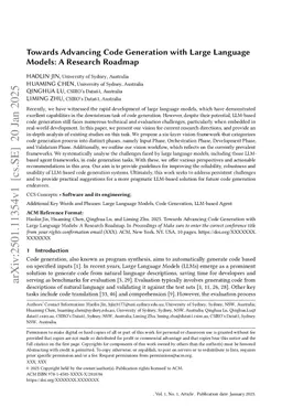 Towards Advancing Code Generation with Large Language Models: A Research Roadmap