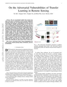 On the Adversarial Vulnerabilities of Transfer Learning in Remote Sensing