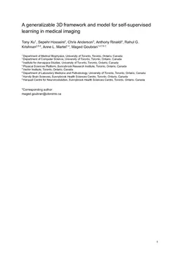 A generalizable 3D framework and model for self-supervised learning in medical imaging