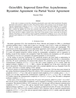 OciorABA: Improved Error-Free Asynchronous Byzantine Agreement via Partial Vector Agreement