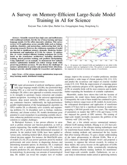 A Survey on Memory-Efficient Transformer-Based Model Training in AI for Science