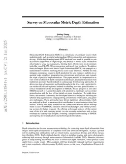 Survey on Monocular Metric Depth Estimation