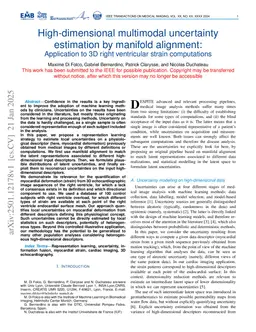 High-dimensional multimodal uncertainty estimation by manifold alignment:Application to 3D right ventricular strain computations