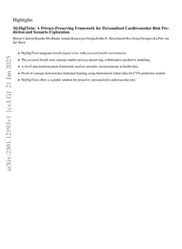 MyDigiTwin: A Privacy-Preserving Framework for Personalized Cardiovascular Risk Prediction and Scenario Exploration