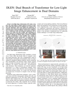 DLEN: Dual Branch of Transformer for Low-Light Image Enhancement in Dual Domains